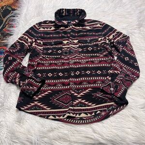 George Pendleton style Aztec Men's fleece Sweater - Black and Red Pattern